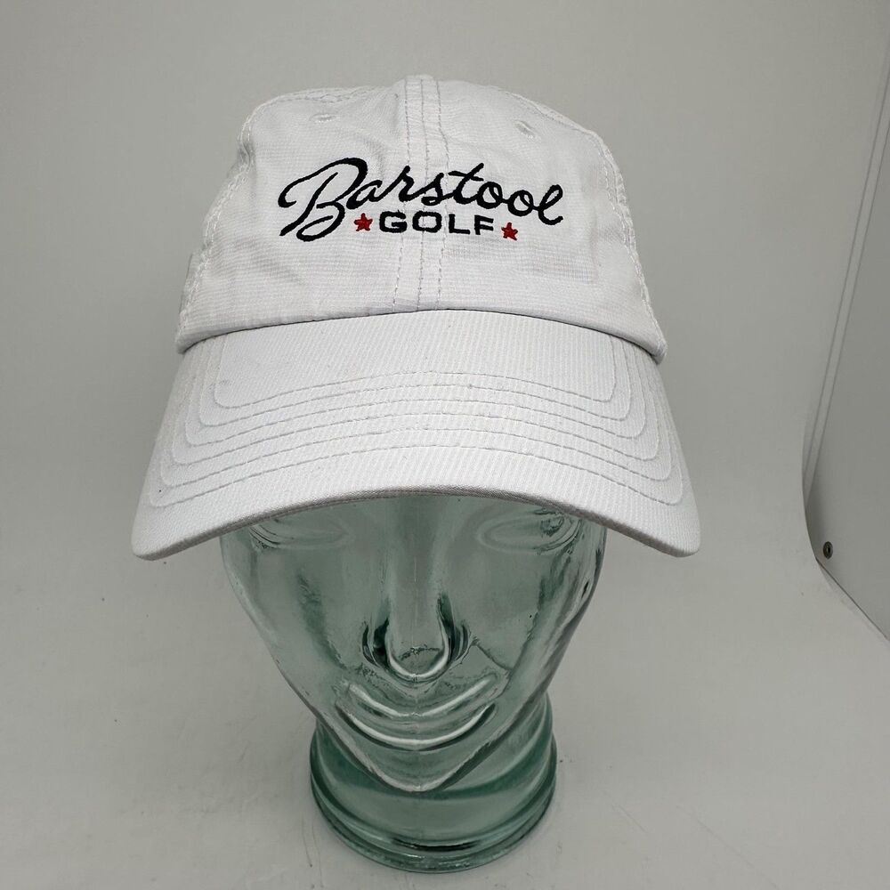 Barstool Golf Hat Cap Strap Back Mens One Size White USA Flag Patriotic Golf